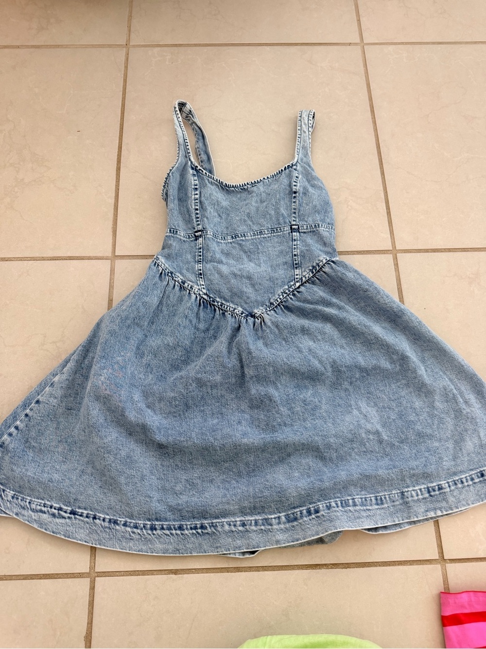American Eagle Light Blue Denim Mini Dress - Casual Strappy Dress